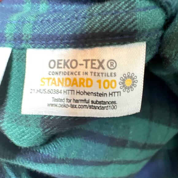 Lands' End Oeko-Tex Plaid Button Down Shirt Green Collared Size XL Tall - Picture 4 of 6